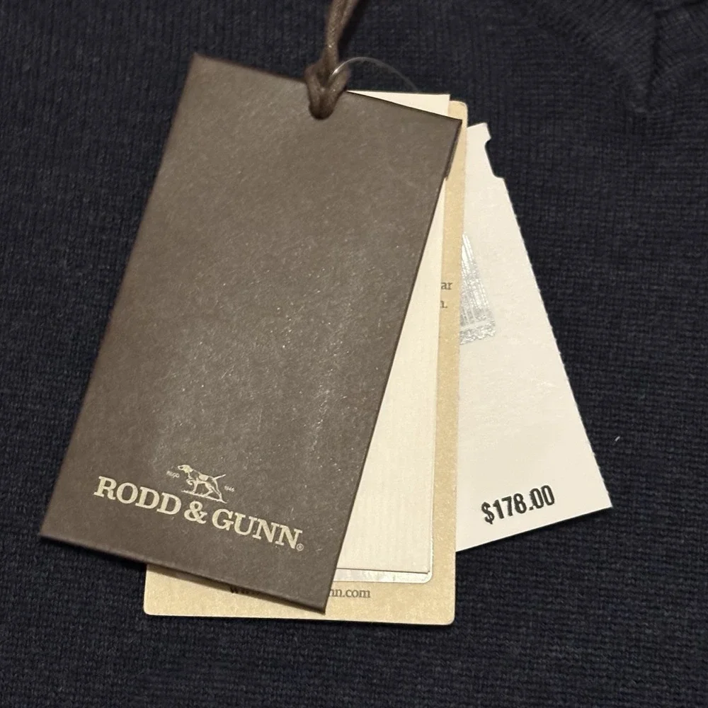 Rodd & Gunn Men Italian Yarn 100% Fine Merino Wool Sweater Navy Blue Large FLAW